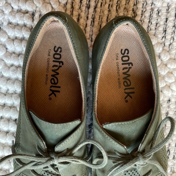 SOFTWALK Shoes Lace Up Oxford Flats Leather Sage Green Women’s Sz: 7.5 - Picture 5 of 11